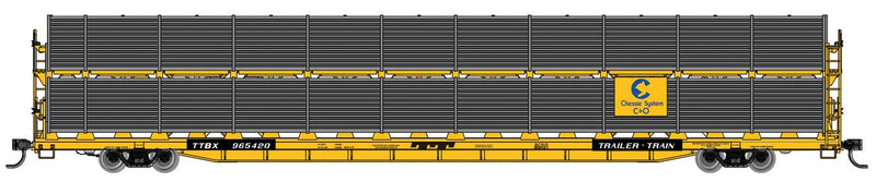 WalthersMainline 910-8108 89' Flatcar w/Bi-Level Shielded Auto Rack - Ready to Run -- Chesapeake & Ohio Rack / Trailer-Train Flatcar TTBX