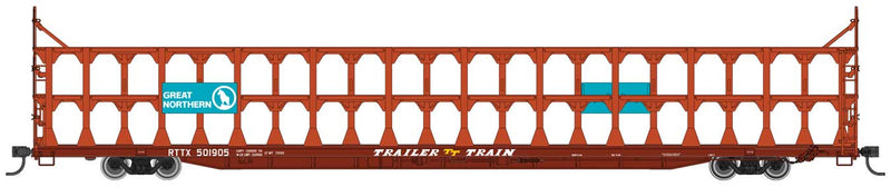 WalthersMainline 910-8212 89' Flatcar w/Tri-Level Open Auto Rack - Ready to Run -- Great Northern Rack Trailer-Train Flatcar RTTX