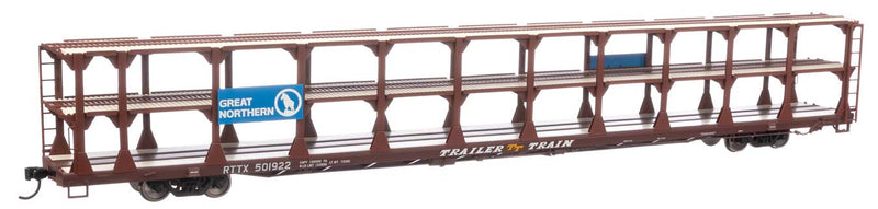 WalthersMainline 910-8212 89' Flatcar w/Tri-Level Open Auto Rack - Ready to Run -- Great Northern Rack Trailer-Train Flatcar RTTX