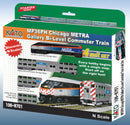 PREORDER Kato N 1068701S1 MP36PH Chicago Metra Gallery Bi-Level Commuter Train Set with Lighting, Chicago Metra (4-Pack) (DCC & Sound-Equipped)
