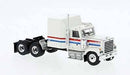 Brekina HO 85783 1980 GMC General Sleeper-Cab Tractor, Assembled, White, Blue, Red