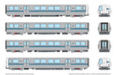 PREORDER Rapido HO 204506 BART C-B-B-C Car Transit Set, Bay Area Rapid Transit (4-Pack) (DCC & Sound Equipped)