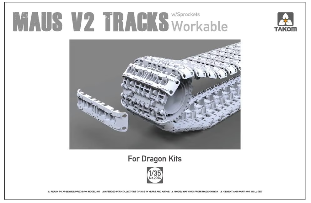 Takom Models - 2094 MAUS V2 tracks with sprockets (Workable) for Dragon kits