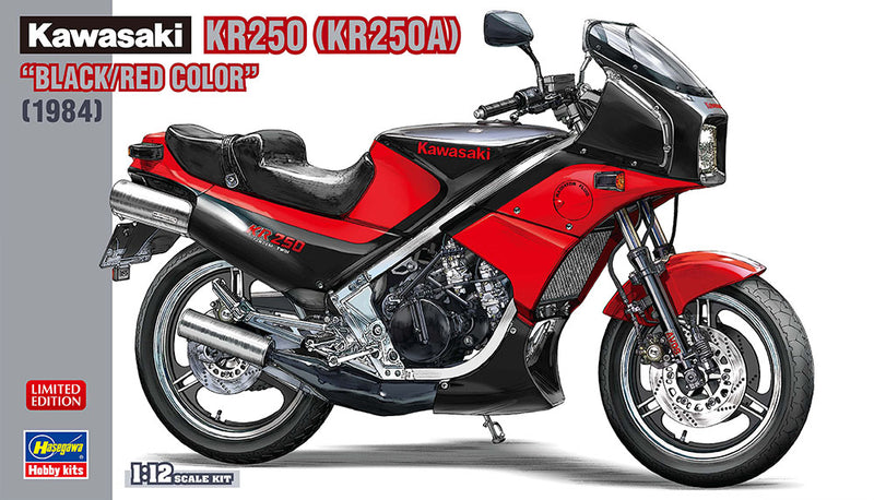 Hasegawa Models 21740 Kawasaki KR250 (KR250A) “Black/Red color” 1:12 SCALE MODEL KIT