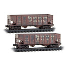 Micro-Trains N 98305094 Weathered 33' Rib Side 2-Bay Hoppers, Southern Pacific (2-Pack)