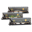 Micro-Trains N 98305097 Weathered 3-Bay Covered Hopper, Kansas City Southern (3-Pack)