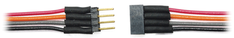 Train Control Systems 1475 4-Pin Micro Connector -- .122 x .59 x .177" w/6" Wire Leads, All Scale