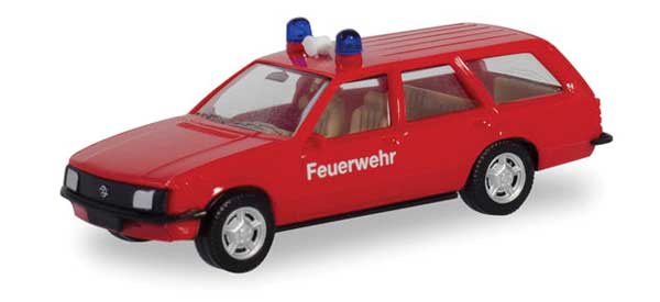 Herpa Models 94795 Opel Rekord Station Wagon - Assembled -- Fire Department (red, white, German Lettering), HO Scale