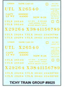 Tichy Train Group 9025-6 Ho UTLX Yel TANK CAR DECAL6car