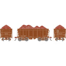 PREORDER Athearn ATH-1716 HO 26' PC&F Ore Car Tight-Bottom High Side With Load, Data Only Brown
