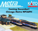 Kato 10687011 Chicago Metra Bi-Level Commuter Train-Only Set with Lights - Standard DC -- MP36PH, 2 Bi-Level Coaches, Bi-Level Cab Car, N