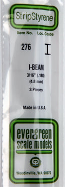 Evergreen Scale Models 276 I-Beam .188" (3)