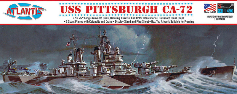 Atlantis Models H457 USS Pittsburgh CA-72 heavy Cruiser Plastic Model Kit 1/480