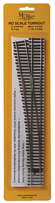 Micro Engineering HO 14-805 Code 70 No. 6 Turnout, Flex-Track, Left-Hand