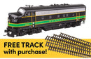 Walthers HO 11417 EMD F7A Locomotive Standard DC with WalthersTrack Code 83 Flex Track 5-Pack, Reading