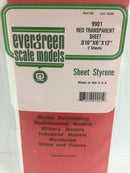 Evergreen Scale Models 9901 Red Transparent Polystyrene Sheets .010" (2)