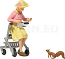 PREORDER Preiser G 44945 Elderly Woman with Walker Feeding Squirrel