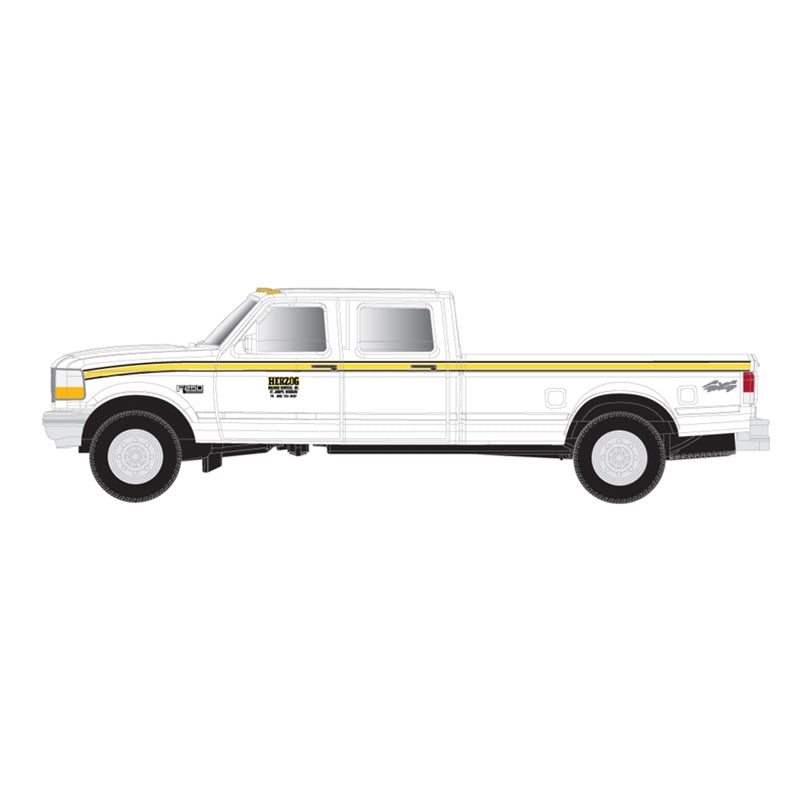 Atlas 60000159 1990s Ford(R) F-250 - F-350 Standard Cab Pickup Set - Assembled -- Herzog (white, yellow), N