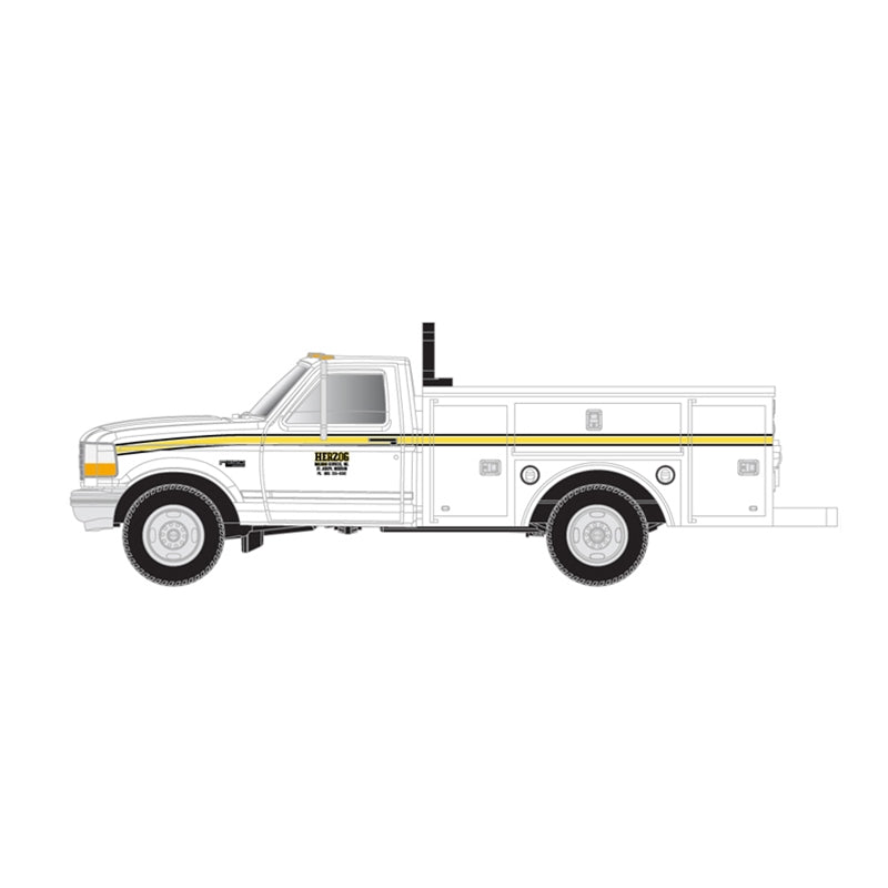 Atlas 60000159 1990s Ford(R) F-250 - F-350 Standard Cab Pickup Set - Assembled -- Herzog (white, yellow), N