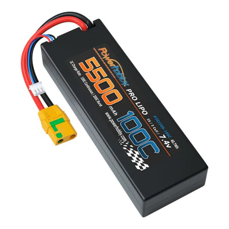 Power Hobby PHB2S5500MAH100CXT90- 2S 7.4V 5500MAH 100C Lipo Battery w XT90 Plug