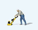 PREORDER Preiser KG 28262 HO Waxing the Floor - Individual Figure -- Man with Floor Waxer