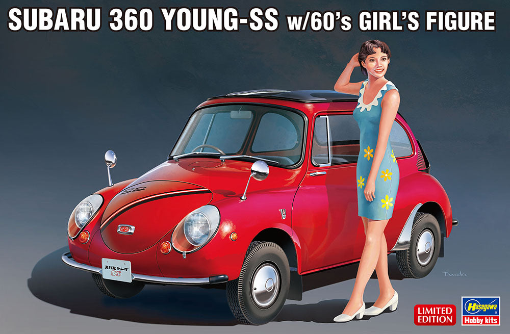 Hasegawa Models 52291 Subaru 360 Young SS w/60's Girls Figure 1:24 Sca