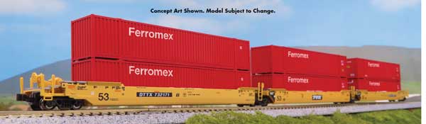 PREORDER Kato 1066188 N Gunderson MAXI-IV 3-Unit Well Car with 6 53' Containers - Ready to Run -- TTX DTTX