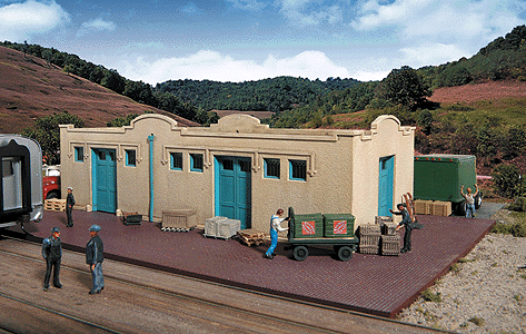 Walthers Cornerstone 933-2921 Mission-Style Freight House -- Kit - 9-1/2 x 6-1/2 x 2-1/2" 24.1 x 16.5 x 6.3cm, HO Scale