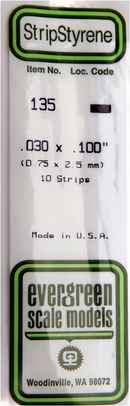 Evergreen Scale 135 .030 X .100 STRIPS