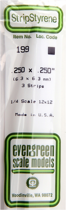 Evergreen Scale 199 .250 X .250 STRIPS