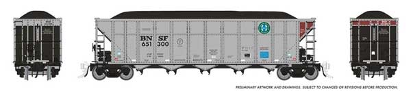 PREORDER Rapido 169044A HO AutoFlood III Rapid Discharge Coal Hopper - Ready to Run -- BNSF Railway (silver, Boxcar Red, Circle/Cross Logo)