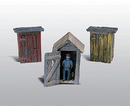Woodland Scenics WOO214 3 Outhouses & Man - Scenic Details(R) -- Kit, HO Scale