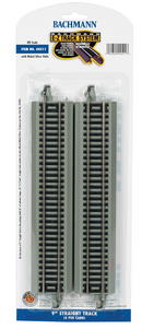 Bachmann 44511 Straight Track w/Nickel Silver Rail & Gray Roadbed - E-Z Track(R) - 9" 22.9cm pkg(4), HO