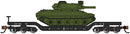 Bachmann 71386 52' Deressed-Center Flatcar with Sheridan Tank - Ready to Run - US Army (black, green tank), N Scale