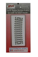 Atlas Model Railroad Co. 832  C100 1/2 15' RADIUS 4pc, HO