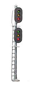 Tomar Industries 866 Vertical Signal -- Two-Head, Three-Light, HO Scale
