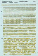 Microscale Industries 90176 Alphabets & Numbers - Union Pacific Style w/Black Outline -- Yellow, HO Scale