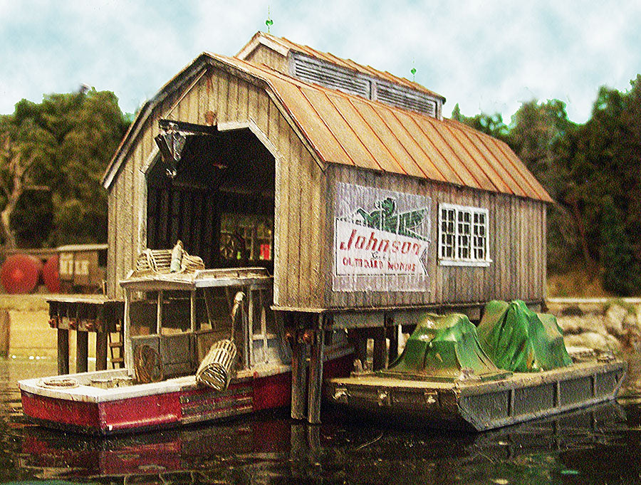 Bar Mills 1740 HO Boat House at Cundy Harbor Laser-Cut Wood Kit