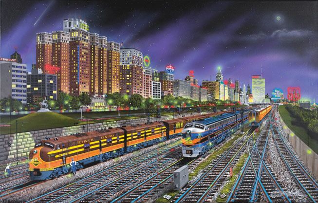 Train Enthusiast Vendors 1385 Chicago Nights Puzzle -- 1000 Pieces