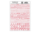 Woodland Scenics WOO704 Dry Transfer Alphabet - Railroad Roman - 1/16, 3/32, 1/8, 3/16, 1/4 & 5/16" -- Red, All Scales
