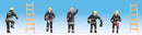 Noch Gmbh & Co 36021 Firefighters -- 5 in Black Uniforms, 2 Ladders, N Scale