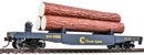 WalthersTrainline 931-1772 Log Dump Car with 3 Logs - Ready to Run - Chessie-Baltimore & Ohio 9300 (blue, yellow), HO Scale