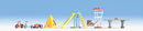 Noch Gmbh & Co 14814 Playground Accessories -- Ping-Pong Table, Monkey Bars, Slide, Tent, Baby Carriage, Roller, Bicycle, etc, HO Scale