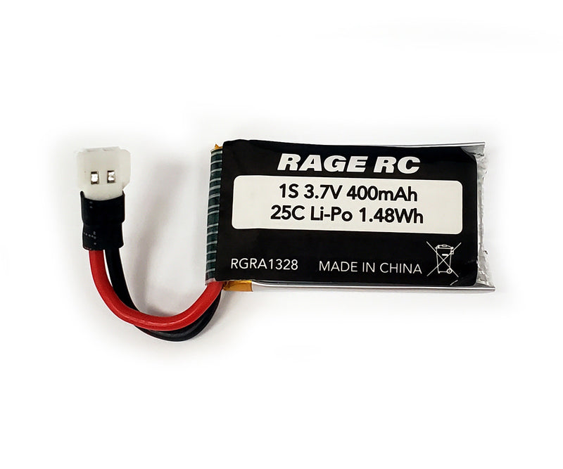 Rage R/C A1328 3.7V 400mAh 25C LiPo Battery; Warbirds, Tempest 600, SC MX4