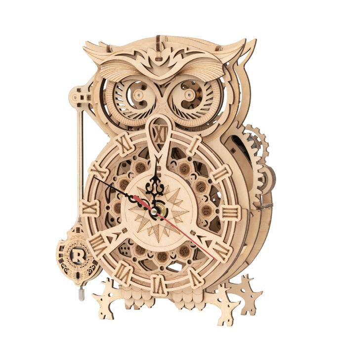 Robotime LK503 Mechanical Wood Models; Owl Clock