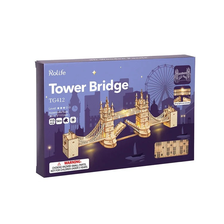 Robotime TG412 Classic 3D Wood Puzzles; Tower Bridge