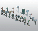 Woodland Scenics WOO206 Scenic Details(R) (Unpainted Metal Castings) -- Assorted Rural & City Mailboxes, HO Scale
