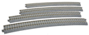 Kato KAT2-242 Superelevated Easement Curve Track w/Concrete Ties - Unitrack -- 28-3/4" 730mm Radius, 22.5 Degree Sections, 1 Each Left & Right, HO Scale