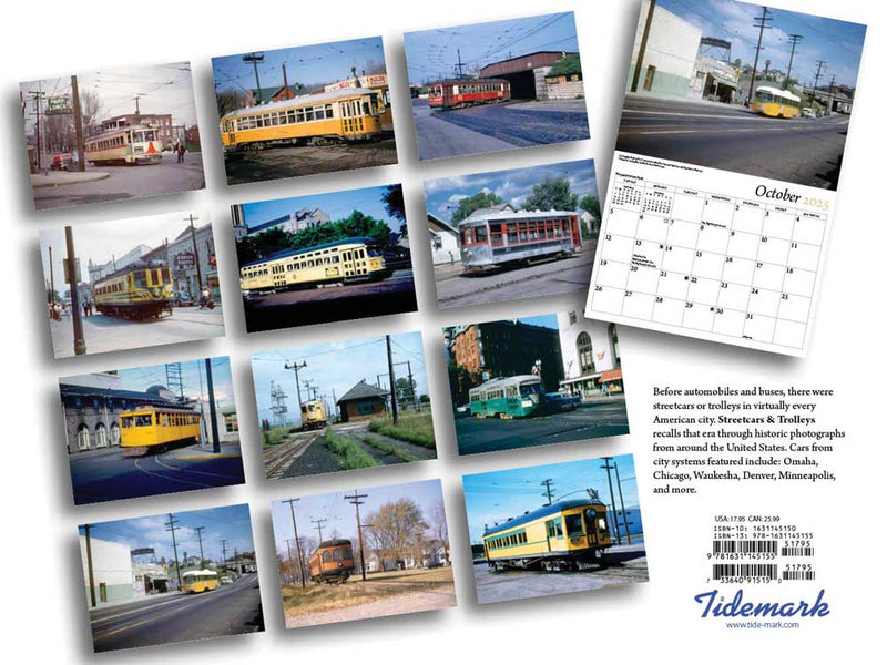 Tidemark 5155 Streetcars & Trolleys 2025 Calendar -- 11 x 14"  27.9 x 35.6cm