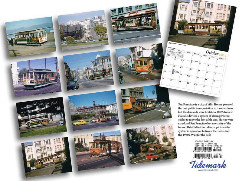 Tidemark 5322 San Francisco Cable Cars 2025 Calendar -- 11 x 14"  27.9 x 35.6cm